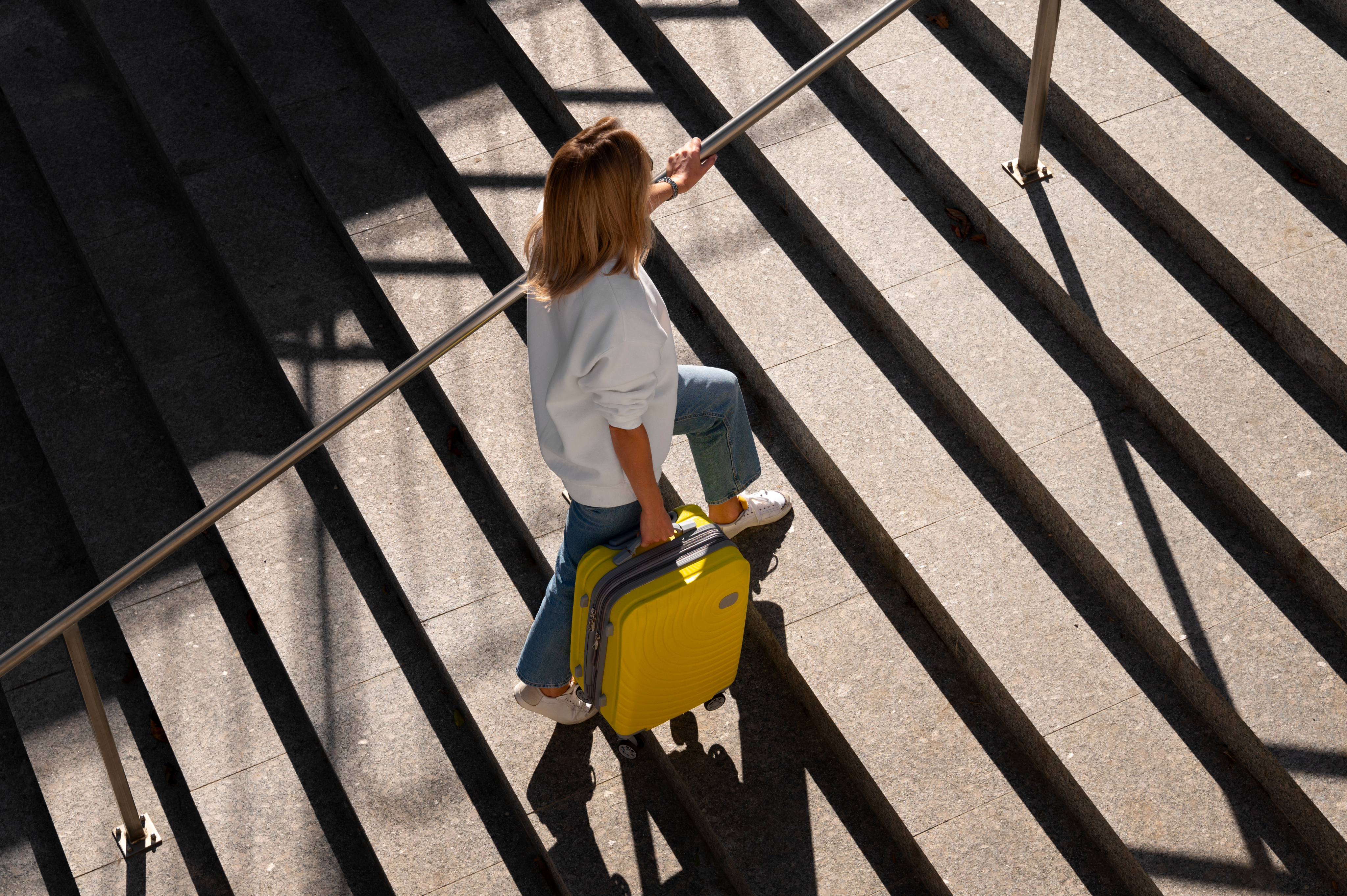 Traveler with suitcase